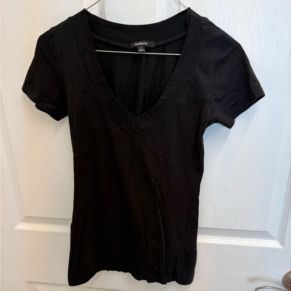 Black V-Neck Women's Top size small